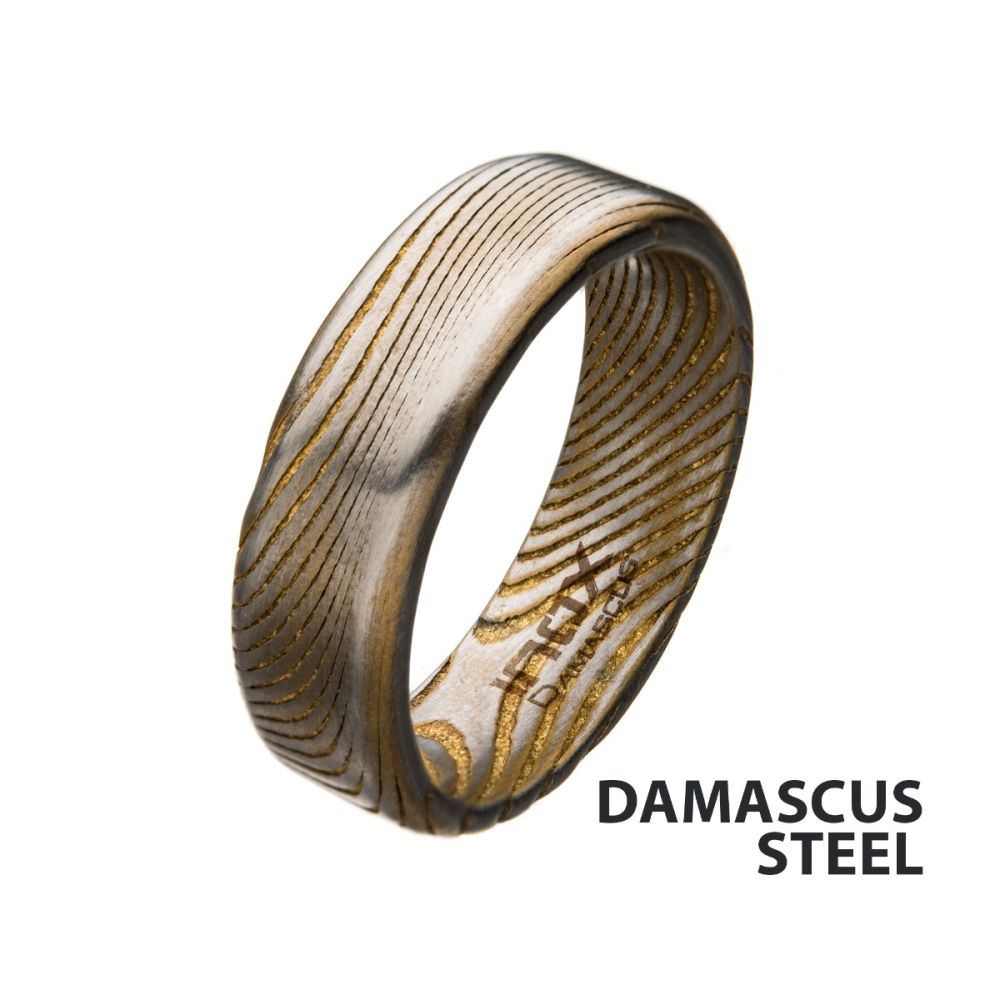 Damascus Steel Band Ring 7mm