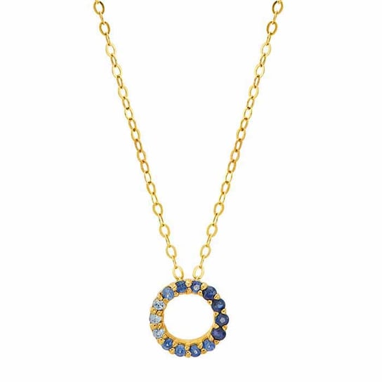 10KY Ombre Sapphire Open Circle Pendant on Link Chain