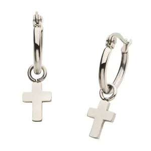 INOX Stainless Steel Hoops Cross Dangle