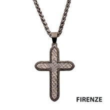 Load image into Gallery viewer, INOX Gun Metal Stainless Steel Cross on Gun Metal IP Wheat Chain 24"
