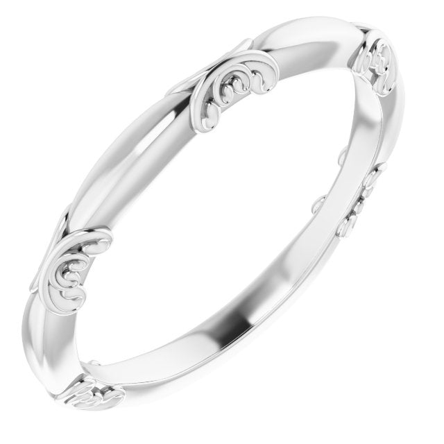 14k White Gold Band with Sculptural Design