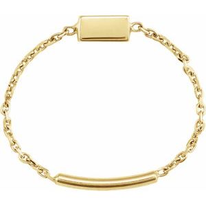 14K Yellow Bar Chain Ring