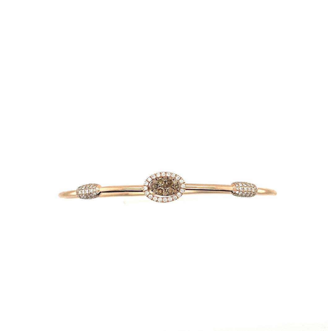 14K Rose Gold Bangle With Chocolate and White Pave Diamonds