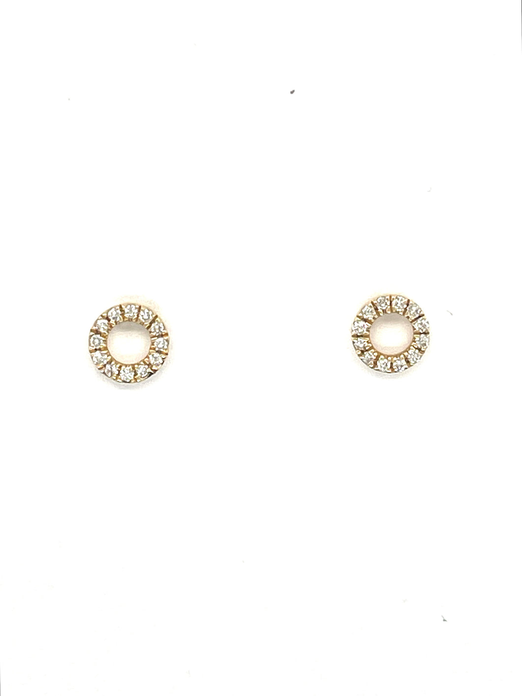 14k Yellow Gold Diamond Open Circle Studs
