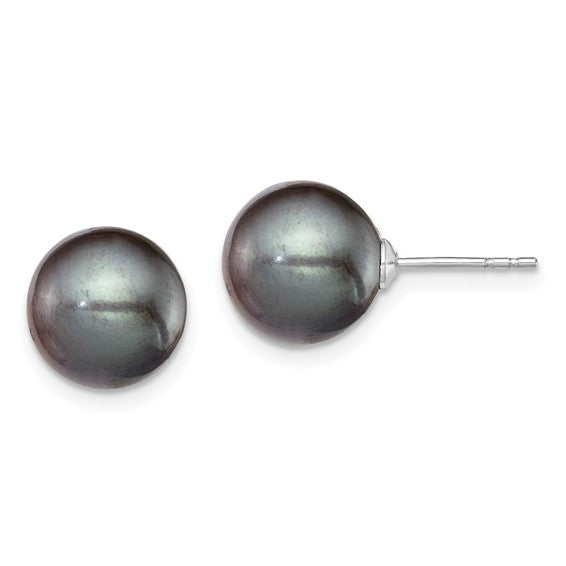 Sterling Silver Dyed Peacock Pearl Studs