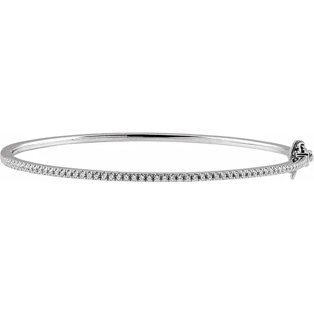 14K White Gold .34ctw Diamond Hinged Bangle