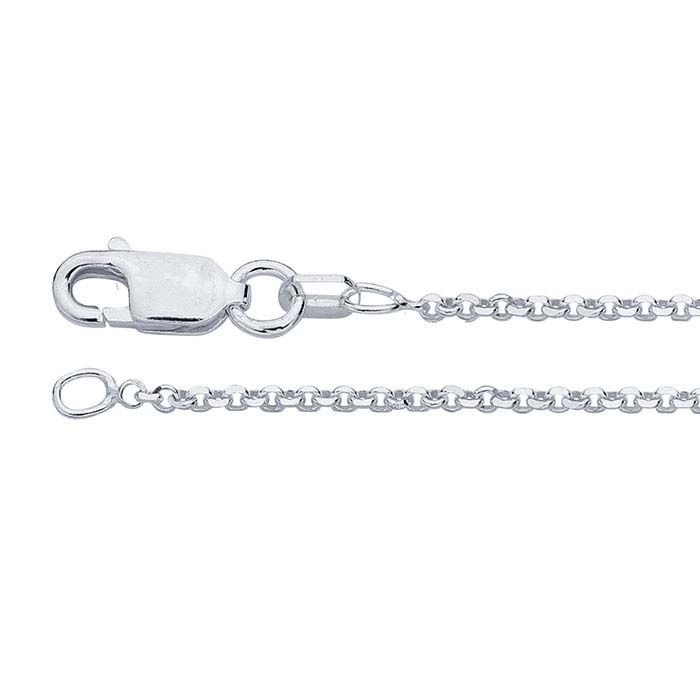 Sterling Silver Rhodium Plated Diamond Cut 1.7mm Rolo Chain 24