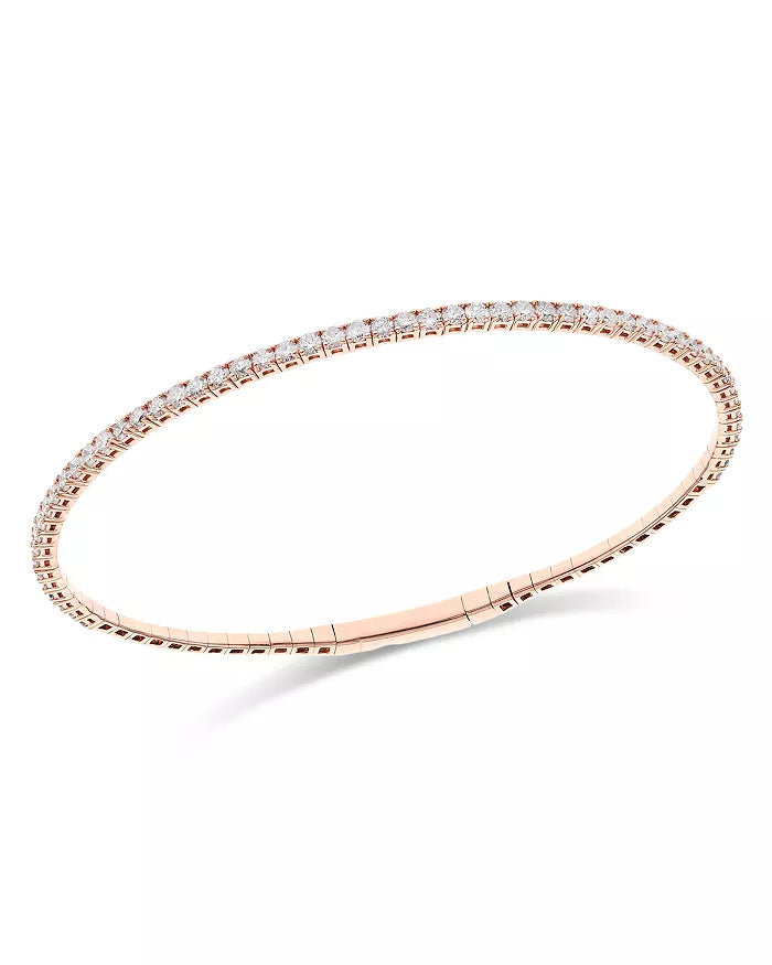 14K Rose Gold 1.08ctw Diamond Flexible Bangle